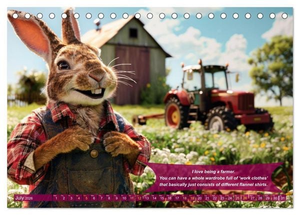 Produktbild: Funny charming animals as farmers (Desk Calendar 2026 DIN A5 landscape), CALVENDO 12 Month DeskCalendar