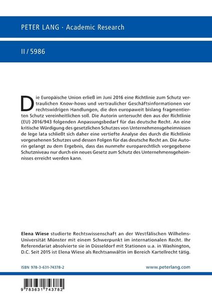 Produktbild: Die EU-Richtlinie &uuml;ber den Schutz vertraulichen Know-hows und vertraulicher Gesch&auml;ftsinformationen
