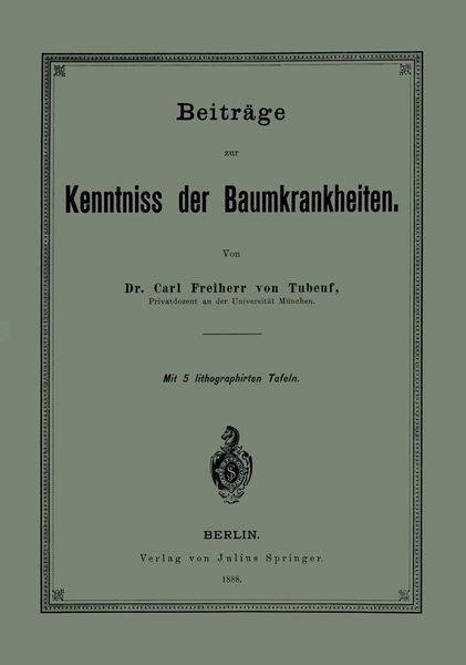 Produktbild: Beitr&auml;ge zur Kenntniss der Baumkrankheiten