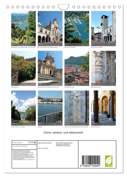 Produktbild: Como, sehens- und liebenswert (Wandkalender 2026 DIN A4 hoch), CALVENDO Monatskalender