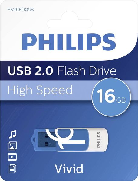 Produktbild: Philips VIVID USB-Stick 16 GB Blau FM16FD05B/00 USB-A (USB 2.0)