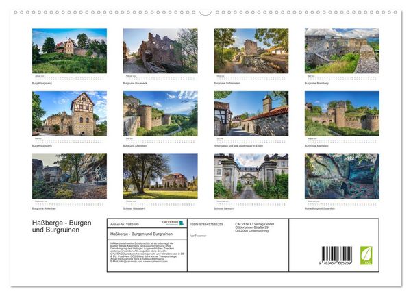 Produktbild: Ha&szlig;berge - Burgen und Burgruinen (hochwertiger Premium Wandkalender 2026 DIN A2 quer), Kunstdruck in Hochglanz