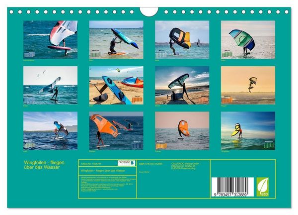 Produktbild: Wingfoilen - fliegen &uuml;ber das Wasser (Wandkalender 2026 DIN A4 quer), CALVENDO Monatskalender