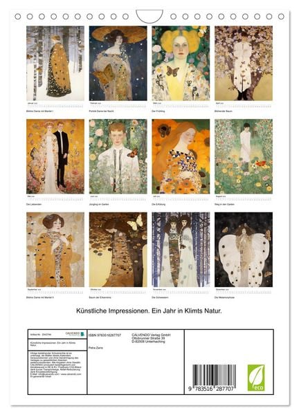 Produktbild: K&uuml;nstliche Impressionen. Ein Jahr in Klimts Natur. (Wandkalender 2026 DIN A4 hoch), CALVENDO Monatskalender