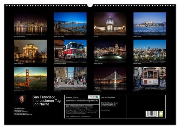 Produktbild: San Francisco Impressionen Tag und Nacht (Wandkalender 2026 DIN A2 quer), CALVENDO Monatskalender