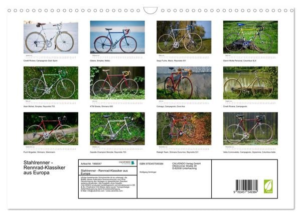 Produktbild: Stahlrenner - Rennrad-Klassiker aus Europa (Wandkalender 2026 DIN A3 quer), CALVENDO Monatskalender