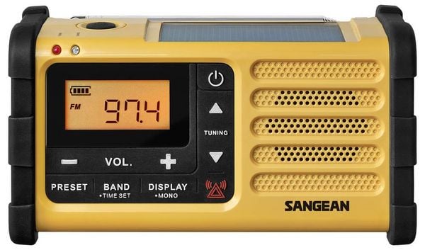 Produktbild: Sangean MMR-88 Outdoorradio UKW, MW Notfallradio Akku-Ladefunktion, Taschenlampe, wiederaufladbar, Solarpanel, Handkurbel Schwarz, Gelb