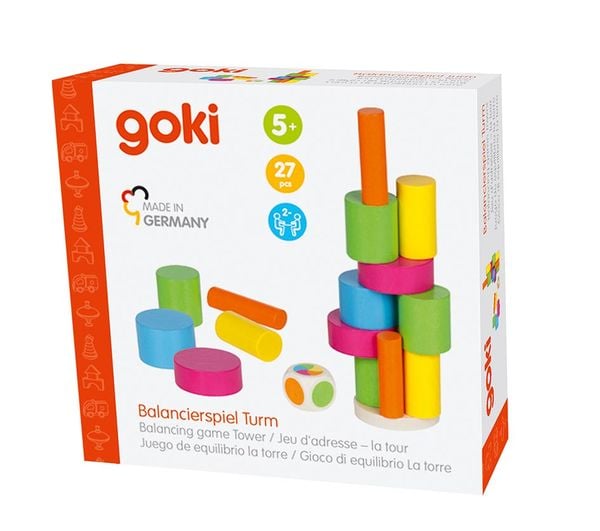 Produktbild: Goki 56762 - Balancierspiel Turm, 27-teilig, Holz, Stapelspiel