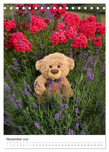 Produktbild: Travelling Teddy liebt Blumen und Bl&uuml;ten (Tischkalender 2026 DIN A5 hoch), CALVENDO Monatskalender
