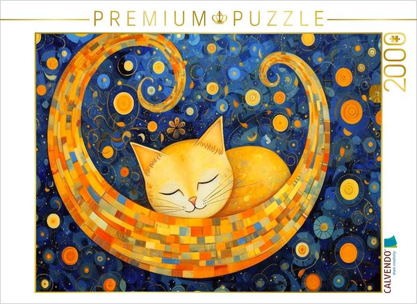 Produktbild: CALVENDO Puzzle Katze im Stil von Gustav Klimt | 2000 Teile Lege-Gr&ouml;&szlig;e 90x67cm Foto-Puzzle f&uuml;r gl&uuml;ckliche Stunden
