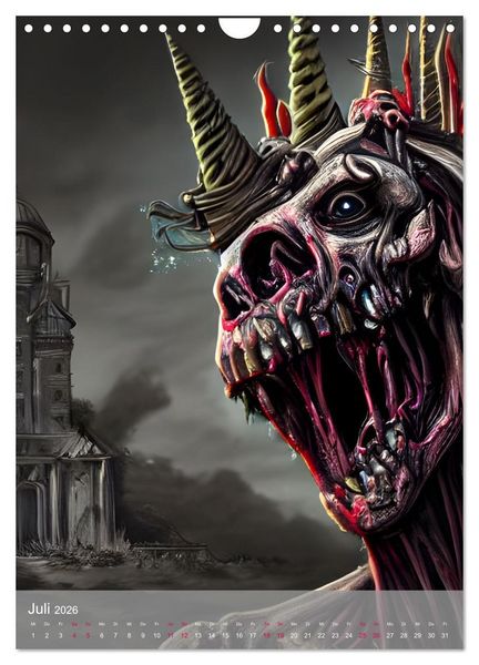 Produktbild: Zombie-Einh&ouml;rner - Computertr&auml;ume aus der KI (Wandkalender 2026 DIN A4 hoch), CALVENDO Monatskalender