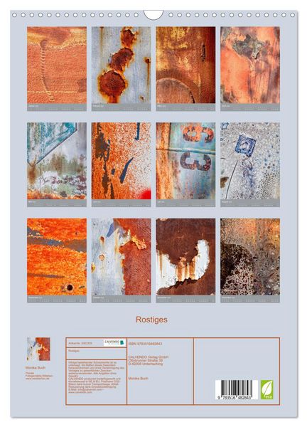 Produktbild: Rostiges (Wandkalender 2026 DIN A3 hoch), CALVENDO Monatskalender