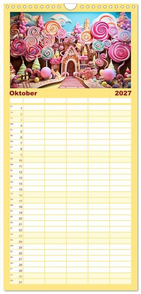 Produktbild: Familienplaner 2027 - Zuckertr&auml;ume im Candyland mit 5 Spalten (Wandkalender, 21 x 45 cm) CALVENDO