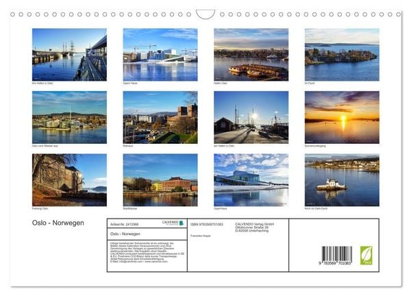 Produktbild: Oslo - Norwegen (Wandkalender 2027 DIN A3 quer), CALVENDO Monatskalender