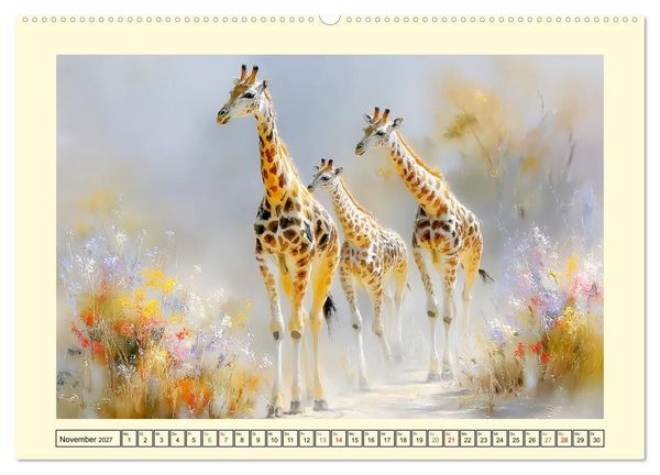 Produktbild: Giraffen. Anmut in weiter Landschaft (Wandkalender 2027 DIN A2 quer), CALVENDO Monatskalender