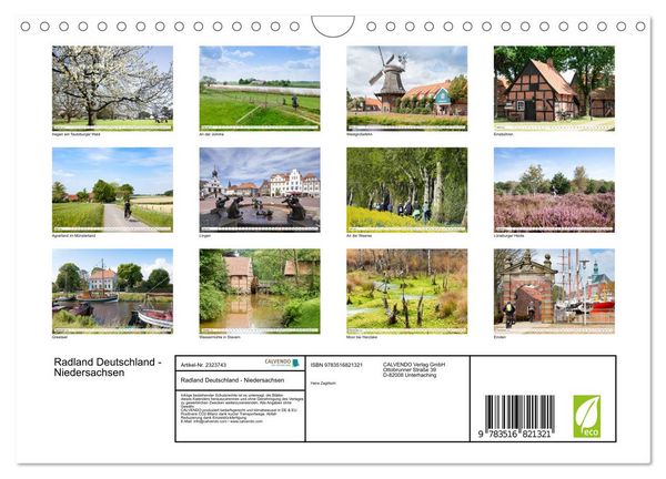 Produktbild: Radland Deutschland - Niedersachsen (Wandkalender 2027 DIN A4 quer), CALVENDO Monatskalender