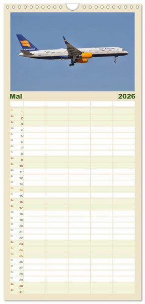Produktbild: Familienplaner 2026 - Flugzeuge aller Art mit 5 Spalten (Wandkalender, 21 x 45 cm) CALVENDO