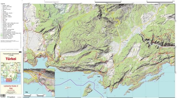 Produktbild: Lykische K&uuml;ste 2 - Ka&iquest; - Lykischer Weg - Topographische Wanderkarte 1:75.000 T&uuml;rkei (Blatt 7.2)