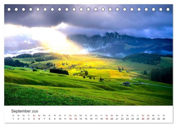 Produktbild: Seiser Alm - Im Herzen der Dolomiten. (Tischkalender 2026 DIN A5 quer), CALVENDO Monatskalender