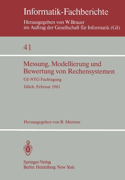 Messung, Modellierung und Bewertung von Rechensystemen, Taschenbuch von , Springer Berlin, 9783540106197