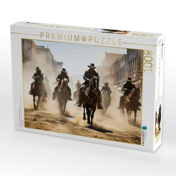Produktbild: CALVENDO Puzzle Ankunft der Reiter im wilden Westen | 1000 Teile Lege-Gr&ouml;&szlig;e 64x48cm Foto-Puzzle f&uuml;r gl&uuml;ckliche Stunden