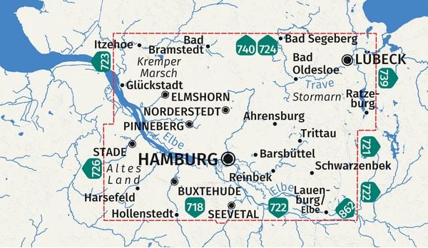 Produktbild: KOMPASS Wanderkarten-Set 725 Hamburg und Umgebung (2 Karten) 1:50.000