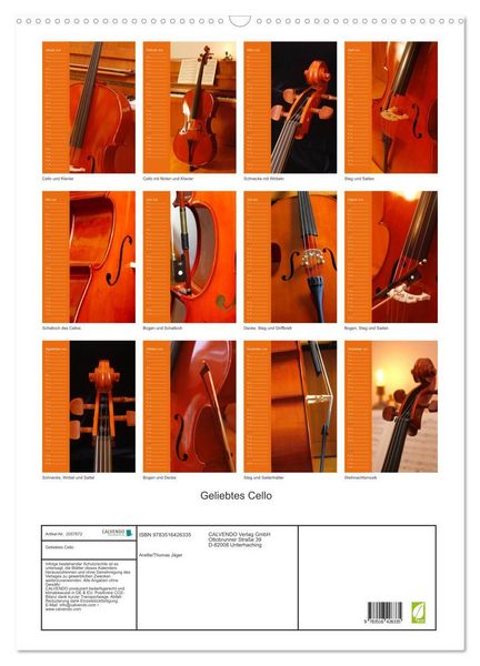 Produktbild: Geliebtes Cello (Wandkalender 2026 DIN A2 hoch), CALVENDO Monatskalender