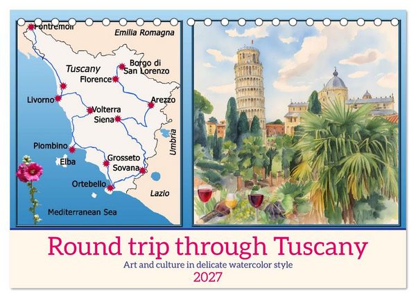 Produktbild: Round trip through Tuscany (Desk Calendar 2027 DIN A5 landscape), CALVENDO 12 Month DeskCalendar