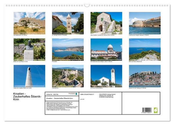 Produktbild: Kroatien - Zauberhaftes &Scaron;ibenik-Knin (Wandkalender 2026 DIN A2 quer), CALVENDO Monatskalender