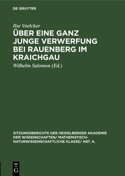Produktbild: &Uuml;ber eine ganz junge Verwerfung bei Rauenberg im Kraichgau