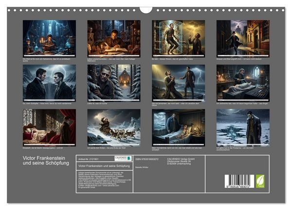 Produktbild: Victor Frankenstein und seine Sch&ouml;pfung (Wandkalender 2026 DIN A3 quer), CALVENDO Monatskalender