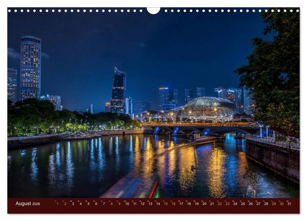 Produktbild: Nachtansichten Singapur City (Wandkalender 2026 DIN A3 quer), CALVENDO Monatskalender