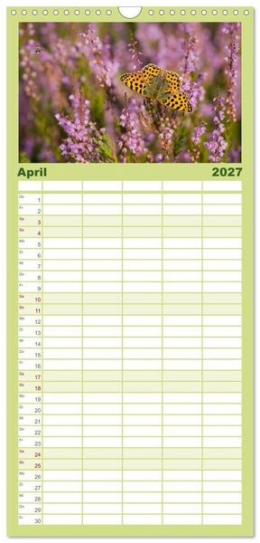 Produktbild: Familienplaner 2027 - Romantische Heidebl&uuml;te mit 5 Spalten (Wandkalender, 21 x 45 cm) CALVENDO