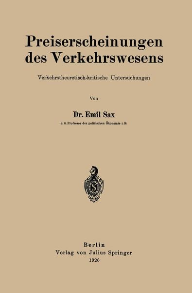 Produktbild: Preiserscheinungen des Verkehrswesens