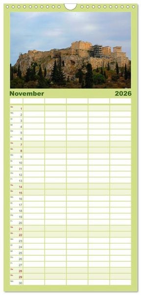 Produktbild: Familienplaner 2026 - Wundersch&ouml;ne Highlights der griechischen Antike mit 5 Spalten (Wandkalender, 21 x 45 cm) CALVENDO