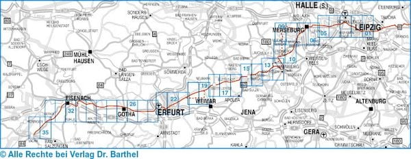 Produktbild: Wander- und Radwanderkarte &Ouml;kumenischer Pilgerweg G&ouml;rlitz-Vacha (Teil 2 Leipzig-Vacha) mit Zick-Zack-Faltung. 1:50000