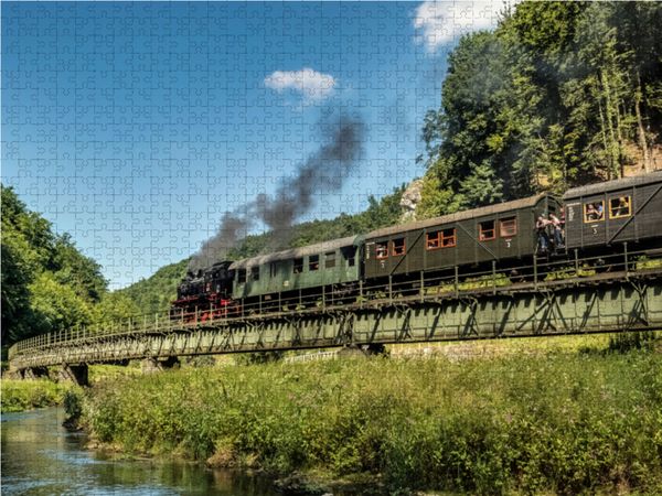 Produktbild: CALVENDO Puzzle Auf der Wiesentbr&uuml;cke bei Behringersm&uuml;hle 1000 Teile Lege-Gr&ouml;&szlig;e 64 x 48 cm Foto-Puzzle Bild von oldshutterhand