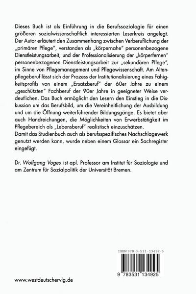Produktbild: Pflege alter Menschen als Beruf