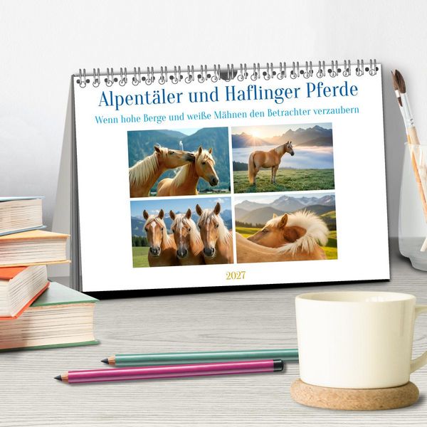 Produktbild: Alpent&auml;ler und Haflinger Pferde (Tischkalender 2027 DIN A5 quer), CALVENDO Monatskalender