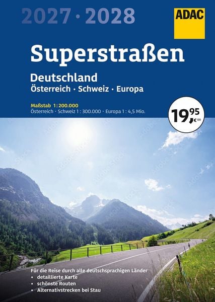 Produktbild: ADAC Superstra&szlig;en Autoatlas 2027/2028 Deutschland 1:200.000, &Ouml;sterreich, Schweiz 1:300.000 mit Europa 1:4,5 Mio.