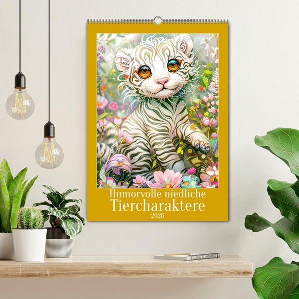 Produktbild: Humorvolle niedliche Tiercharaktere (Wandkalender 2026 DIN A2 hoch), CALVENDO Monatskalender