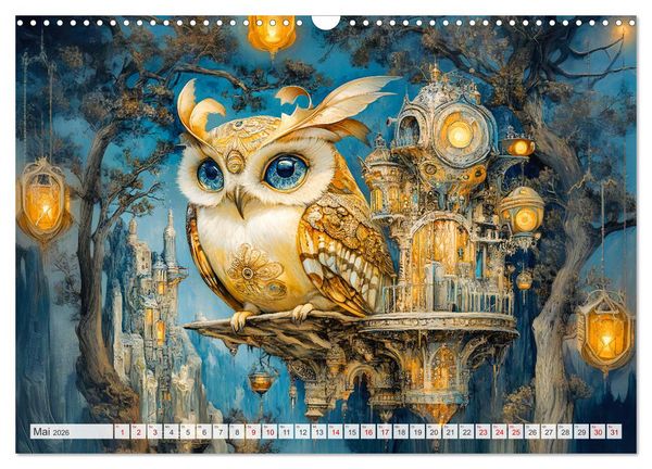 Produktbild: Magische Wesen im Zauberland - Fantasie-Tiere im Steampunk-Kalender (Wandkalender 2026 DIN A3 quer), CALVENDO Monatskalender
