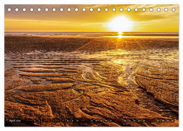 Produktbild: Wattenmeer Nordsee - Lichtstimmungen zwischen Land und Meer (Tischkalender 2026 DIN A5 quer), CALVENDO Monatskalender
