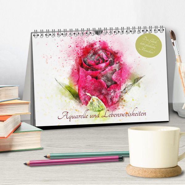Produktbild: Aquarelle und Lebensweisheiten (Tischkalender 2026 DIN A5 quer), CALVENDO Monatskalender