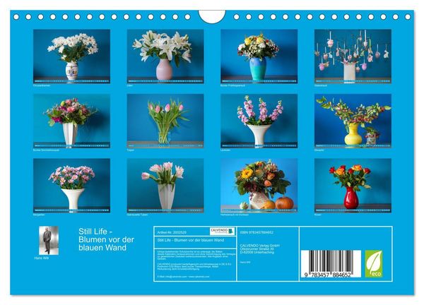 Produktbild: Still Life - Blumen vor der blauen Wand (Wandkalender 2026 DIN A4 quer), CALVENDO Monatskalender