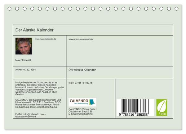 Produktbild: Der Alaska Kalender (Tischkalender 2026 DIN A5 quer), CALVENDO Monatskalender