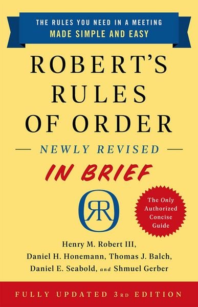 Produktbild: Robert's Rules of Order Newly Revised in Brief, 3rd Edition
