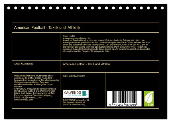 Produktbild: American Football - Taktik und Athletik (Tischkalender 2026 DIN A5 quer), CALVENDO Monatskalender