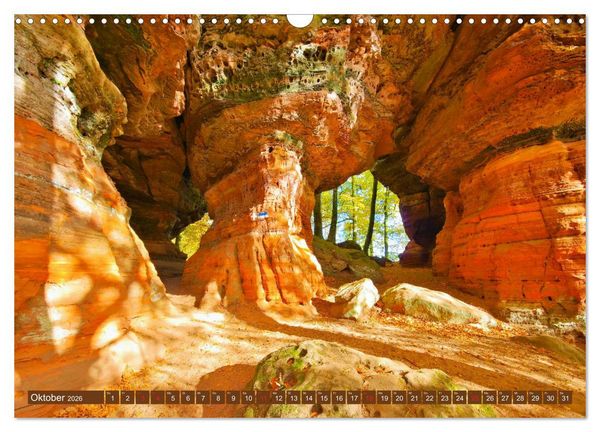 Produktbild: Der Altschlossfelsen - Gr&ouml;&szlig;te Felsformation der Pfalz im herbstlichen Farbspiel (Wandkalender 2026 DIN A3 quer), CALVENDO Monatskalender