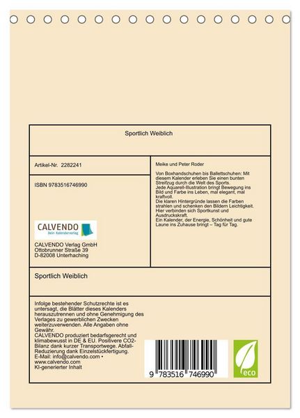 Produktbild: Sportlich Weiblich (Tischkalender 2026 DIN A5 hoch), CALVENDO Monatskalender